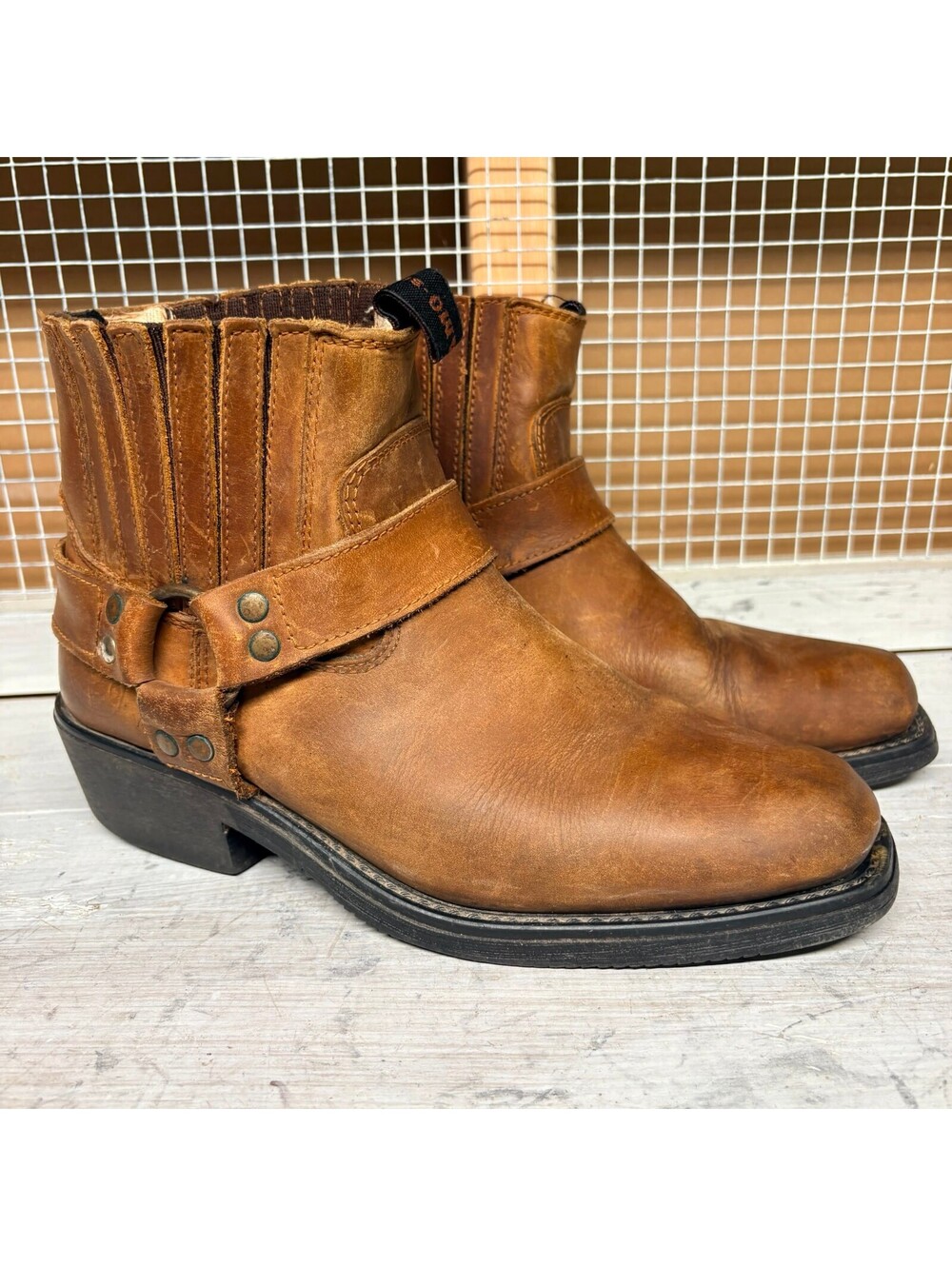 El Alamo Women's Harness Boots Brown Leather Ankle Boots Size 39 (8/8.5)